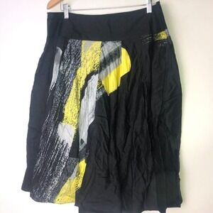 Kenneth Cole Black Yellow Skirt Large Size 14 NWT‎
